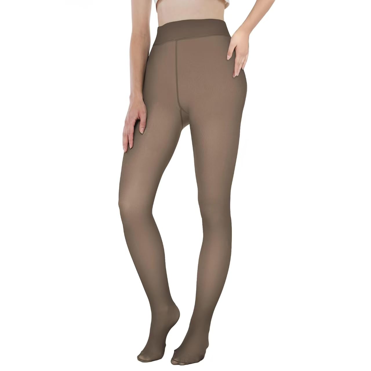EXQUISLIFE Fleece Lined Tights Sheer Women - Fake Translucent Warm Pantyhose Leggings Sheer Thick Tights, for Winter