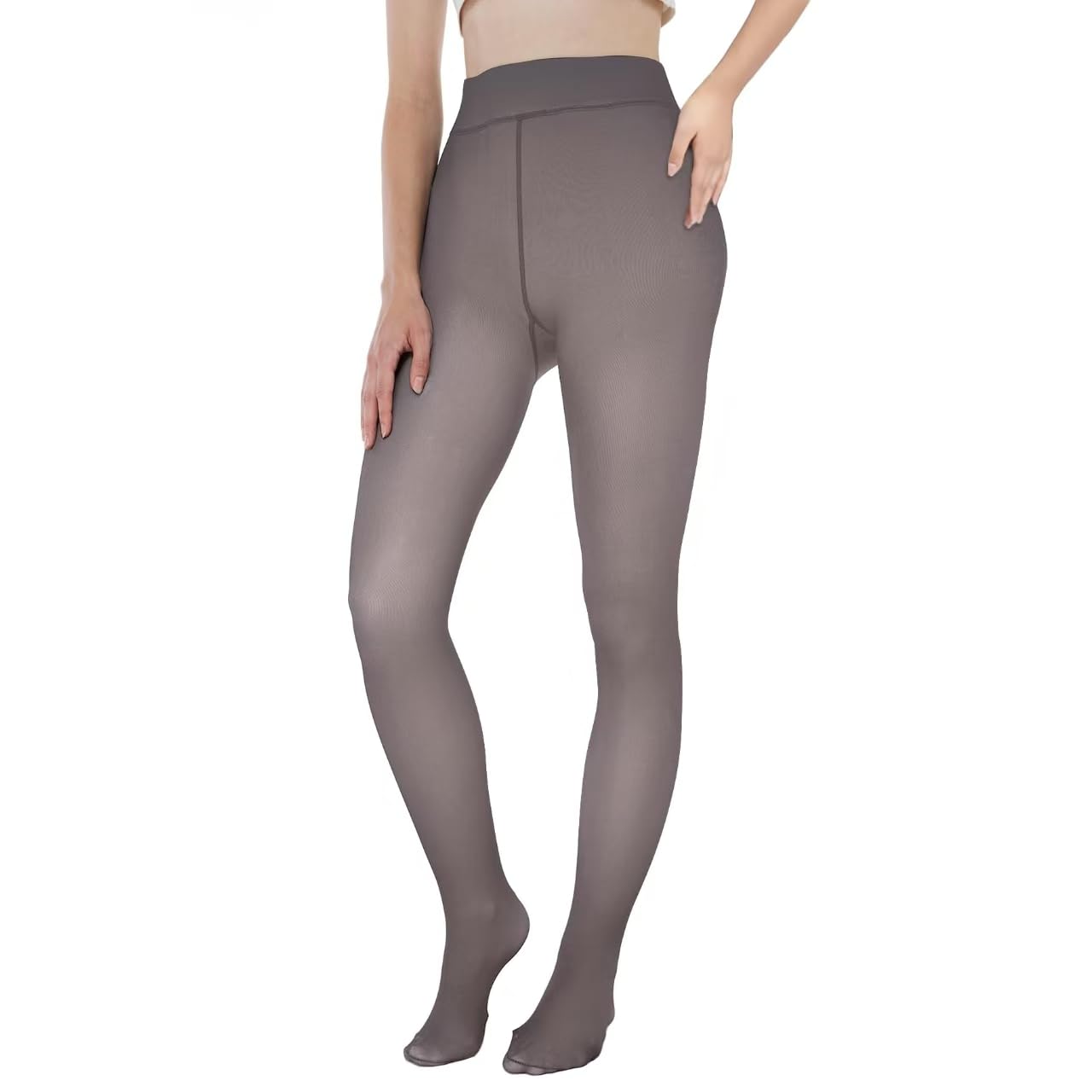 EXQUISLIFE Fleece Lined Tights Sheer Women - Fake Translucent Warm Pantyhose Leggings Sheer Thick Tights, for Winter